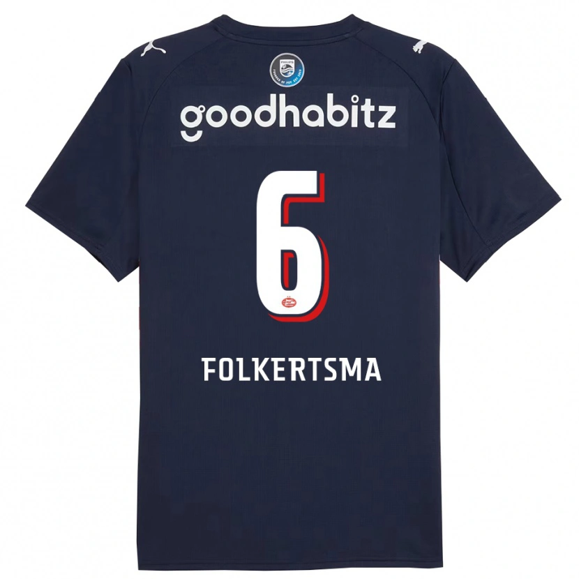 Danxen Kinder Sisca Folkertsma #6 Marine Weiß Auswärtstrikot Trikot 2025/26 T-Shirt