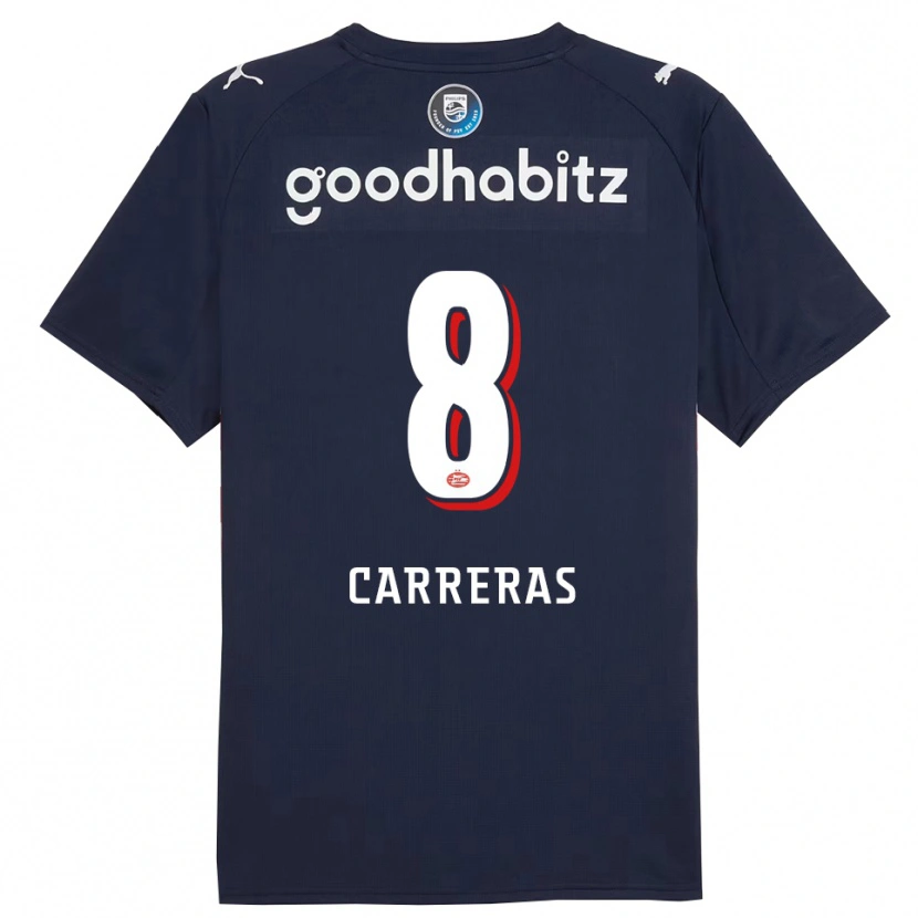 Danxen Kinder Georgina Carreras #8 Marine Weiß Auswärtstrikot Trikot 2025/26 T-Shirt