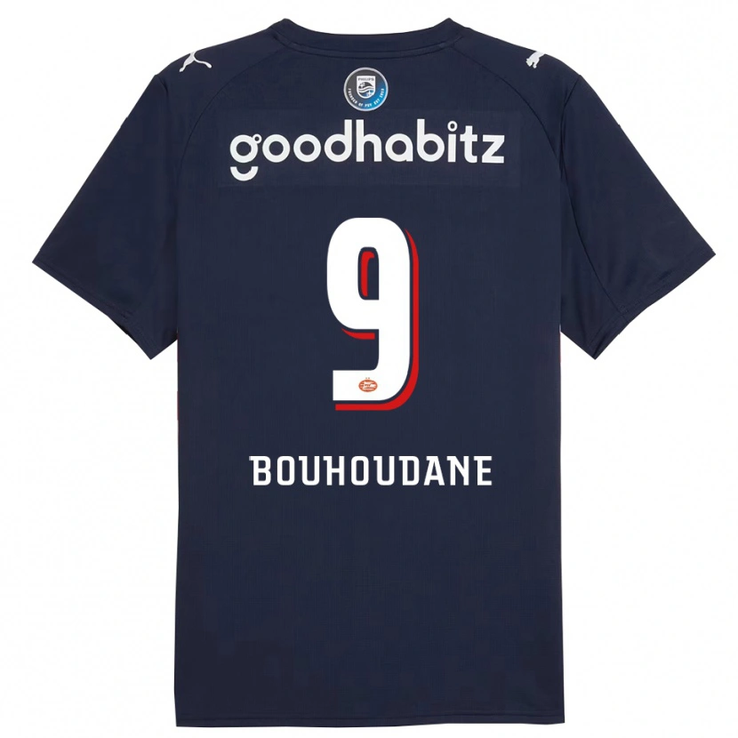 Danxen Kinder Sami Bouhoudane #9 Marine Weiß Auswärtstrikot Trikot 2025/26 T-Shirt