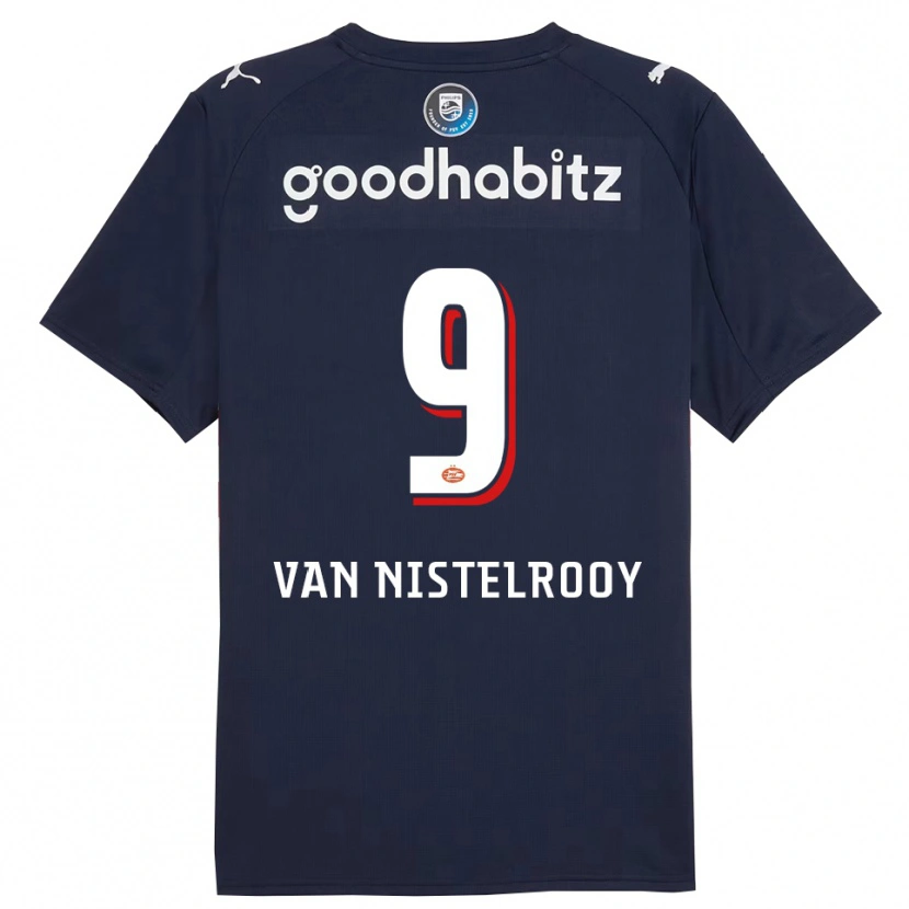 Danxen Kinder Liam Van Nistelrooy #9 Marine Weiß Auswärtstrikot Trikot 2025/26 T-Shirt