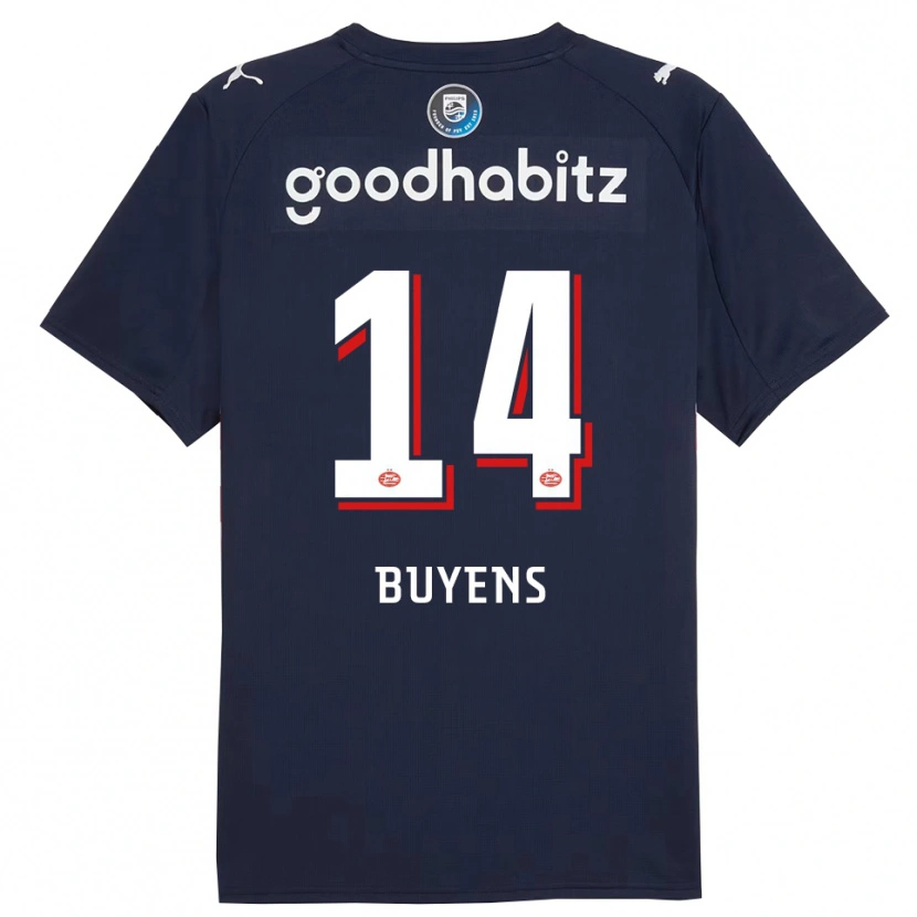 Danxen Kinder Mathieu Buyens #14 Marine Weiß Auswärtstrikot Trikot 2025/26 T-Shirt