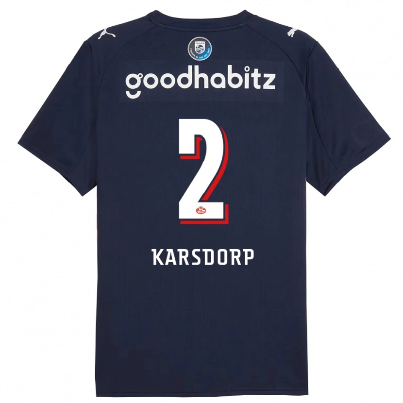 Danxen Kinder Rick Karsdorp #2 Marine Weiß Auswärtstrikot Trikot 2025/26 T-Shirt