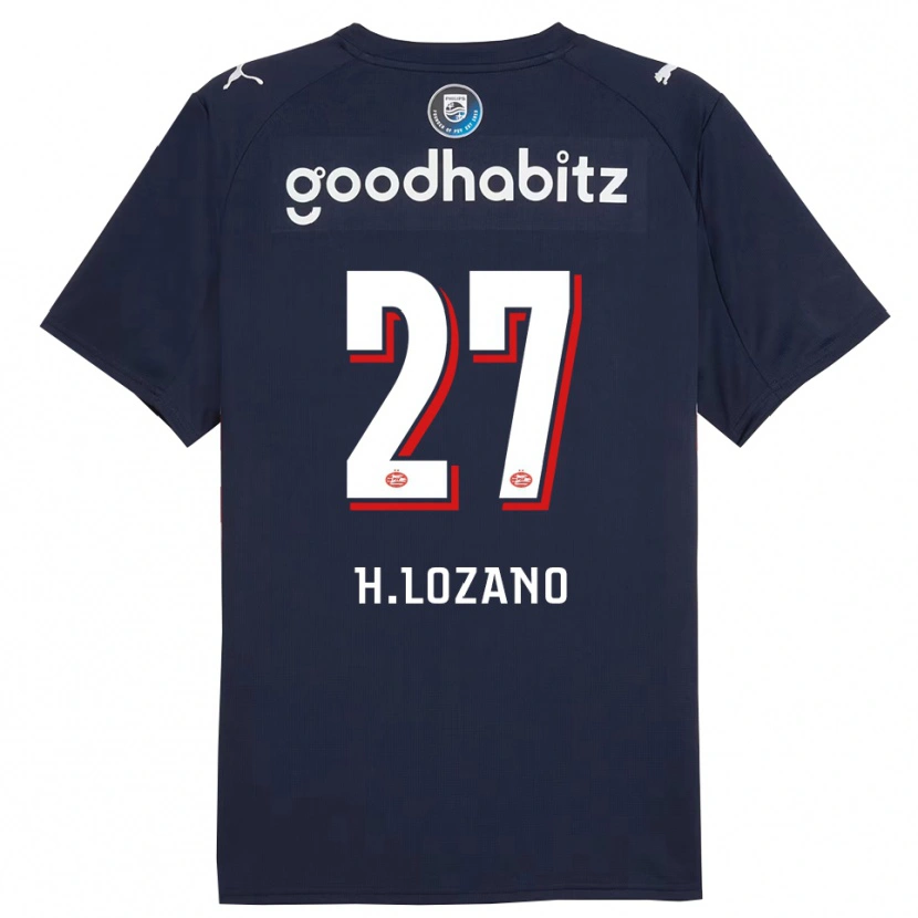 Danxen Kinder Hirving Lozano #27 Marine Weiß Auswärtstrikot Trikot 2025/26 T-Shirt