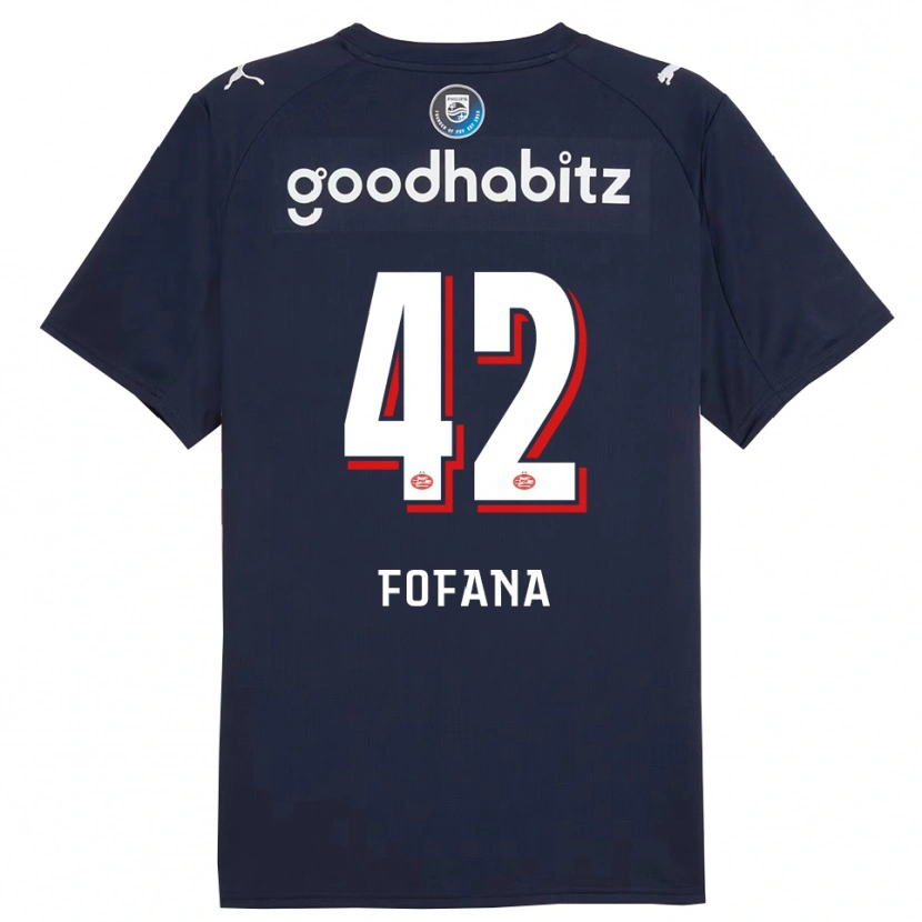 Danxen Kinder Fode Fofana #42 Marine Weiß Auswärtstrikot Trikot 2025/26 T-Shirt