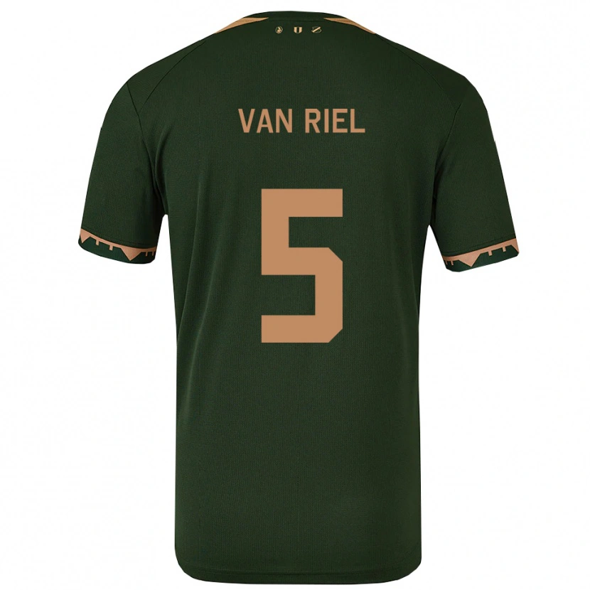Danxen Kinder Jesper Van Riel #5 Grün Gold Auswärtstrikot Trikot 2025/26 T-Shirt