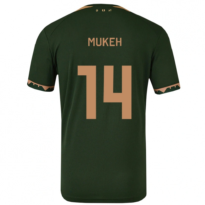 Danxen Kinder Joshua Mukeh #14 Grün Gold Auswärtstrikot Trikot 2025/26 T-Shirt
