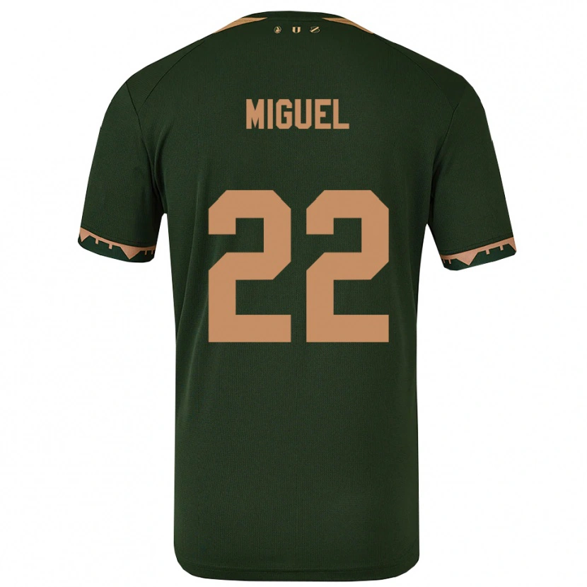 Danxen Kinder Miguel Rodríguez #22 Grün Gold Auswärtstrikot Trikot 2025/26 T-Shirt
