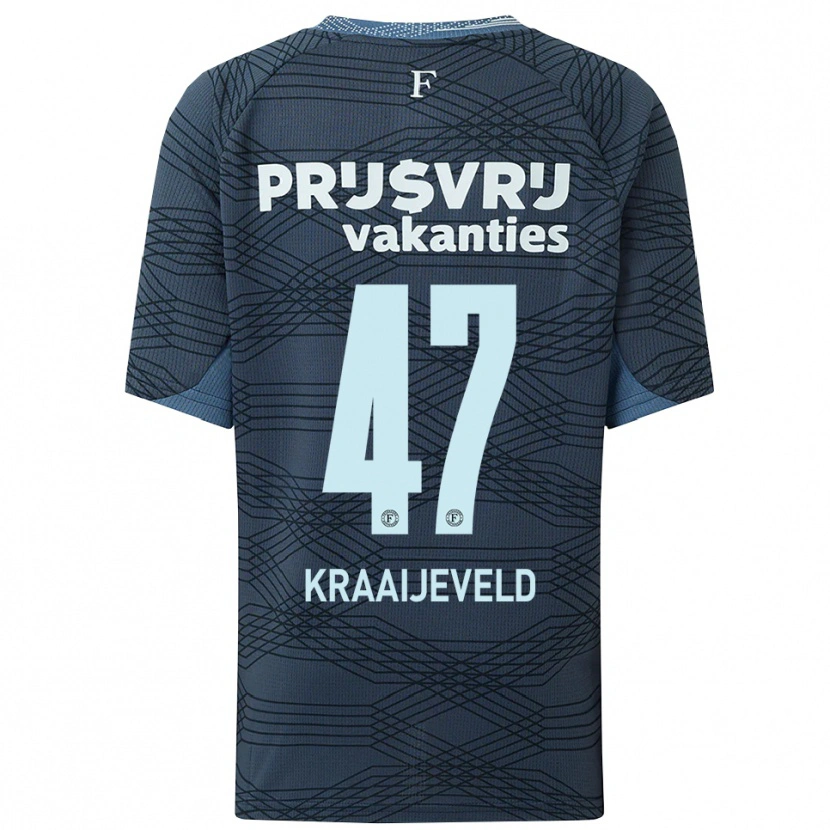 Danxen Kinder Thijs Kraaijeveld #47 Schwarz Grau Auswärtstrikot Trikot 2025/26 T-Shirt