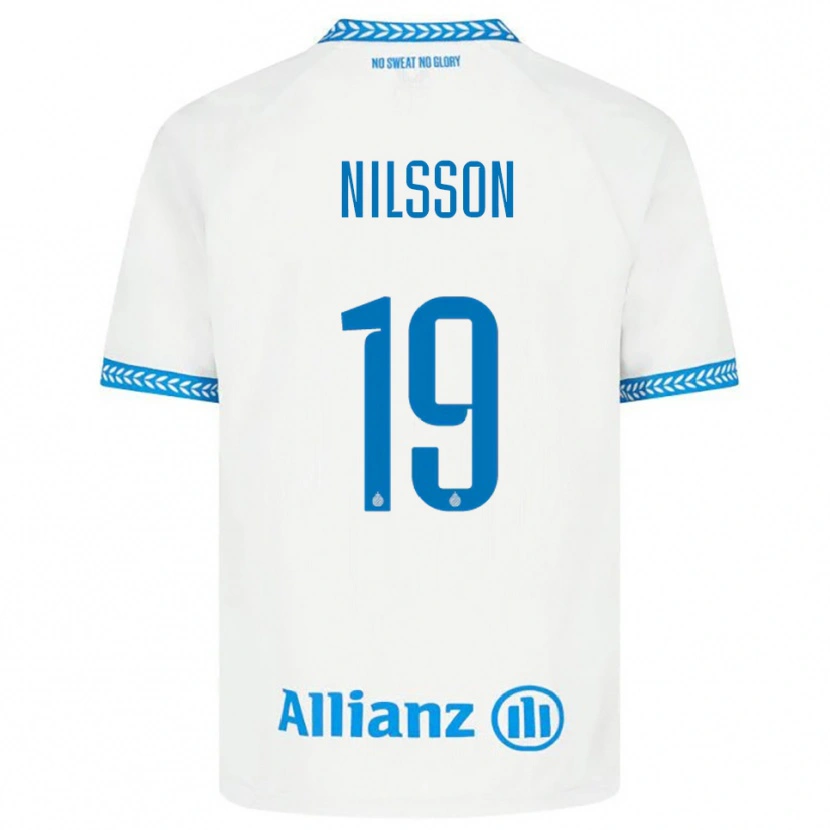 Danxen Kinder Gustaf Nilsson #19 Blau Weiß Auswärtstrikot Trikot 2025/26 T-Shirt