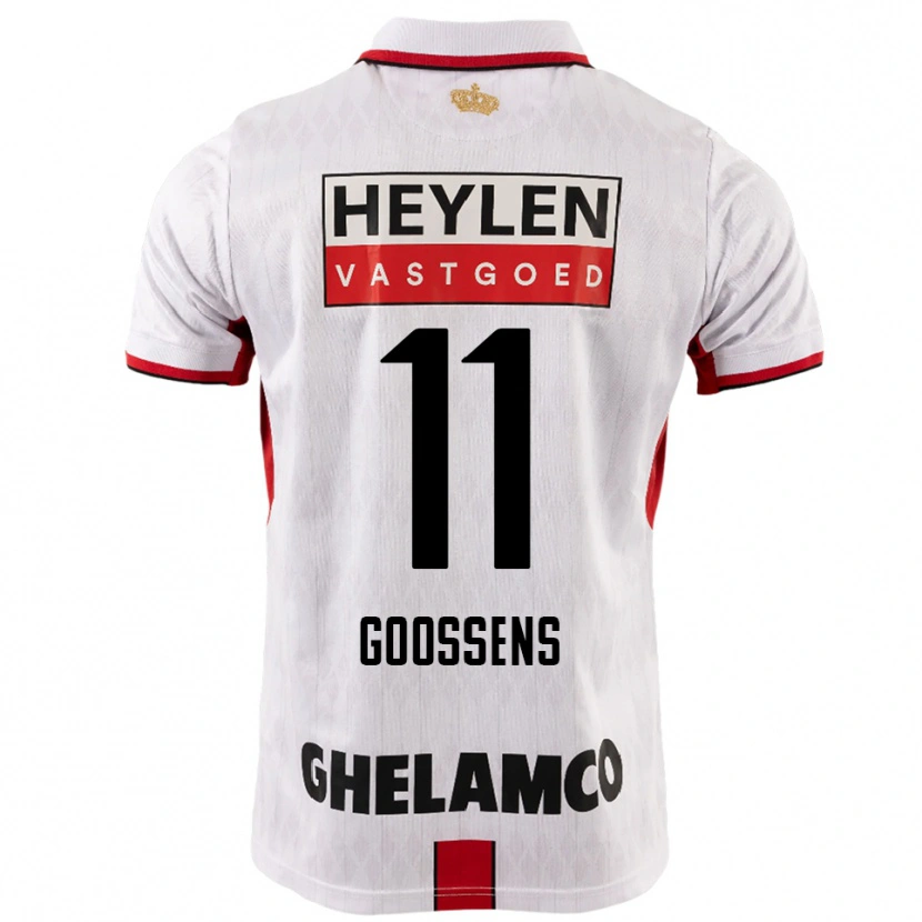 Danxen Kinder Mattias Goossens #11 Weiß Rot Auswärtstrikot Trikot 2025/26 T-Shirt