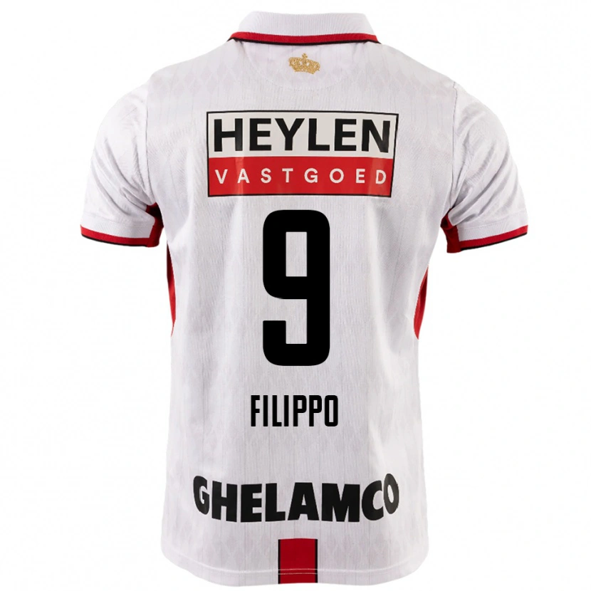 Danxen Kinder Niels Filippo #9 Weiß Rot Auswärtstrikot Trikot 2025/26 T-Shirt