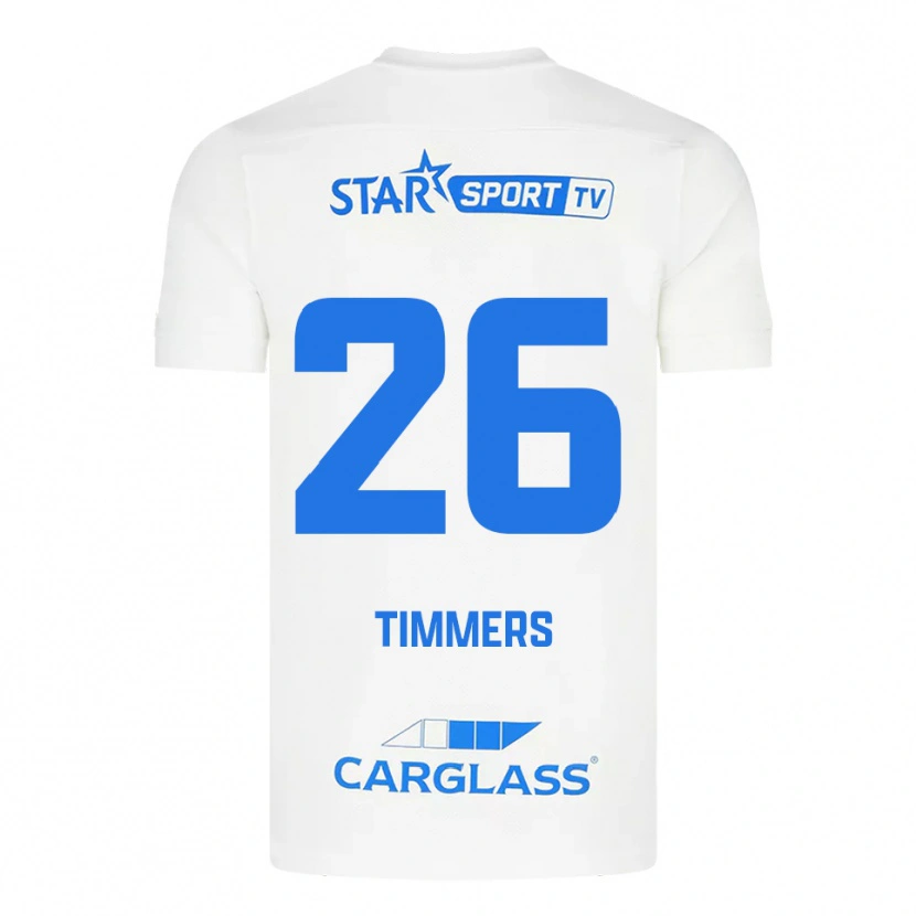Danxen Kinder Sebastiaan Timmers #26 Weiß Blau Auswärtstrikot Trikot 2025/26 T-Shirt