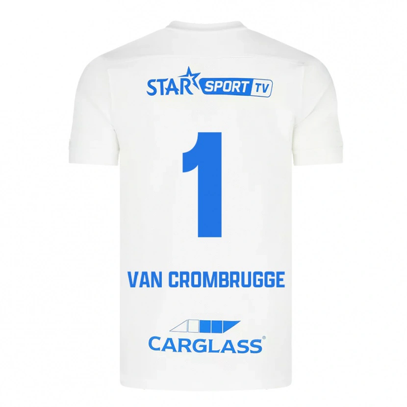 Danxen Kinder Hendrik Van Crombrugge #1 Weiß Blau Auswärtstrikot Trikot 2025/26 T-Shirt