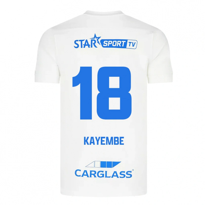Danxen Kinder Joris Kayembe #18 Weiß Blau Auswärtstrikot Trikot 2025/26 T-Shirt