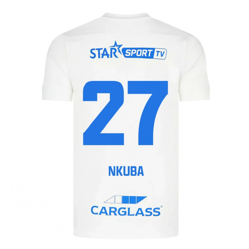 Danxen Kinder Ken Nkuba #27 Weiß Blau Auswärtstrikot Trikot 2025/26 T-Shirt