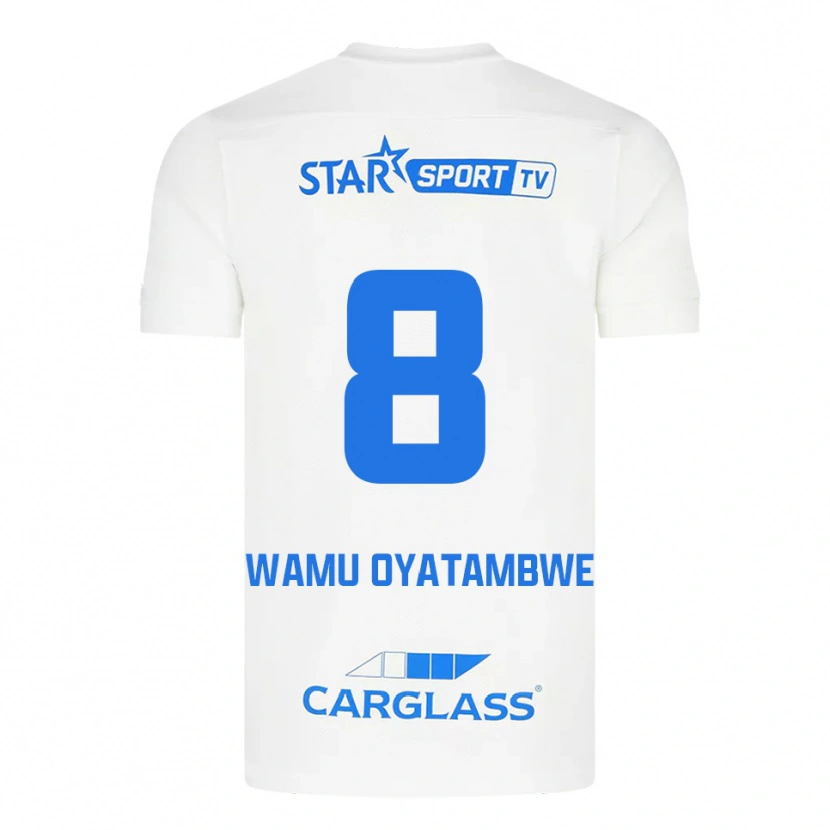 Danxen Kinder Matthias Wamu Oyatambwe #8 Weiß Blau Auswärtstrikot Trikot 2025/26 T-Shirt