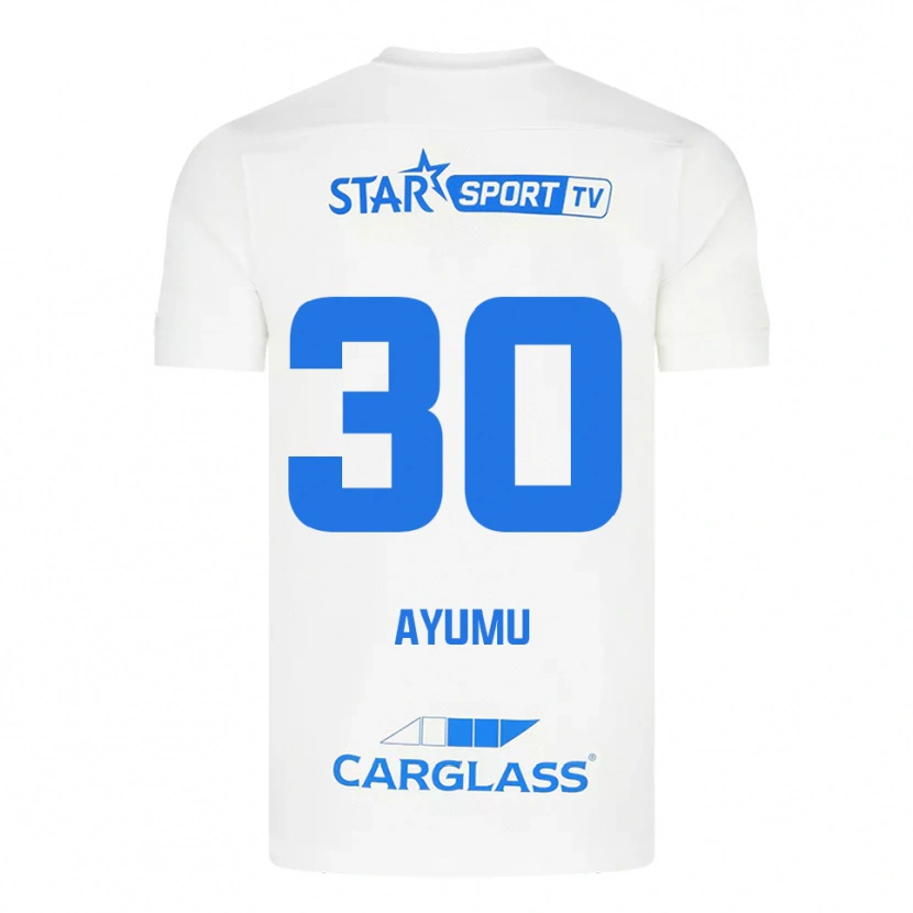 Danxen Kinder Ayumu Yokoyama #30 Weiß Blau Auswärtstrikot Trikot 2025/26 T-Shirt