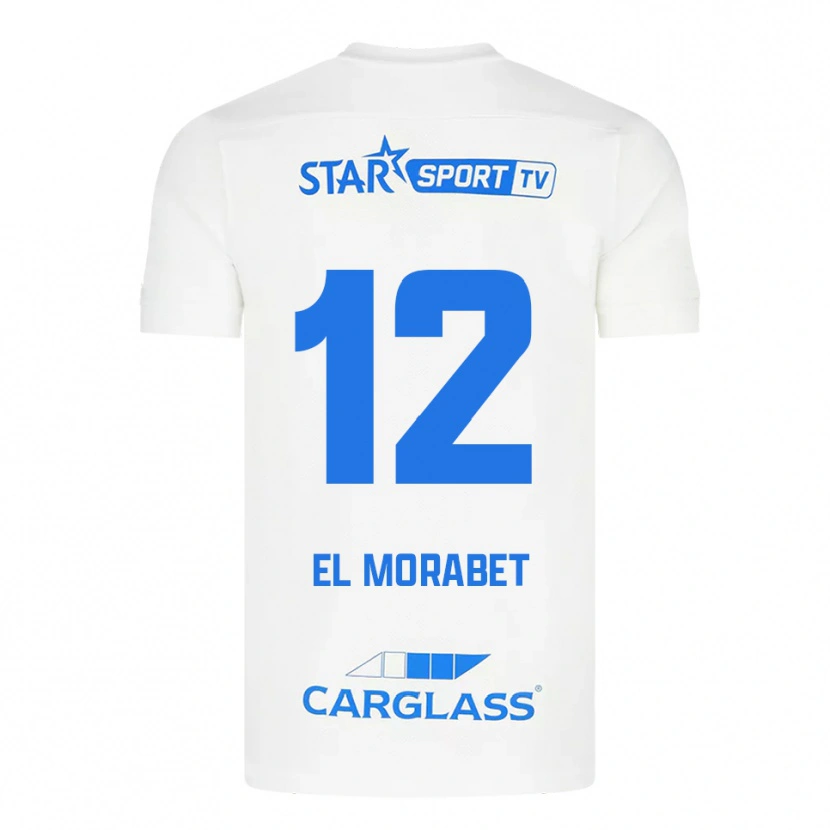 Danxen Kinder Sami El Morabet #12 Weiß Blau Auswärtstrikot Trikot 2025/26 T-Shirt