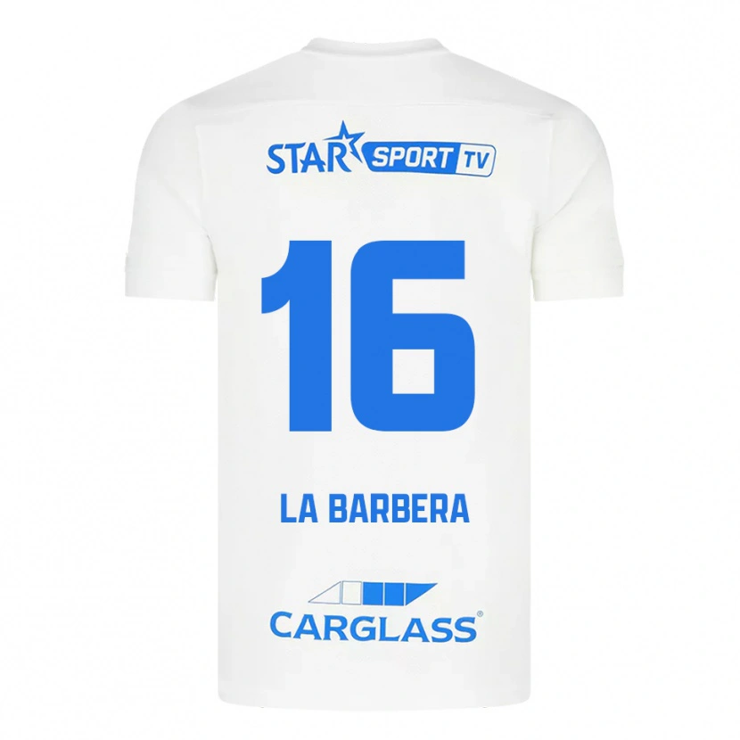 Danxen Kinder Yonni La Barbera #16 Weiß Blau Auswärtstrikot Trikot 2025/26 T-Shirt