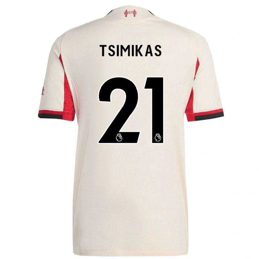 Danxen Kinder Konstantinos Tsimikas #21 Weiß Schwarz Auswärtstrikot Trikot 2025/26 T-Shirt