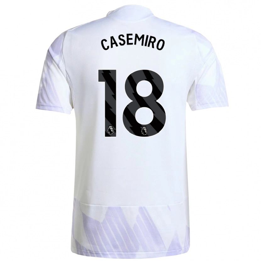 Danxen Kinder Casemiro #18 Weiß Lila Lila Auswärtstrikot Trikot 2025/26 T-Shirt