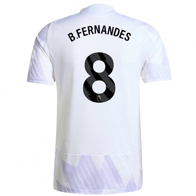 Danxen Kinder Bruno Fernandes #8 Weiß Lila Lila Auswärtstrikot Trikot 2025/26 T-Shirt