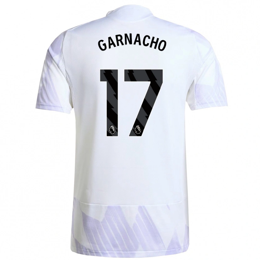 Danxen Kinder Alejandro Garnacho #17 Weiß Lila Lila Auswärtstrikot Trikot 2025/26 T-Shirt