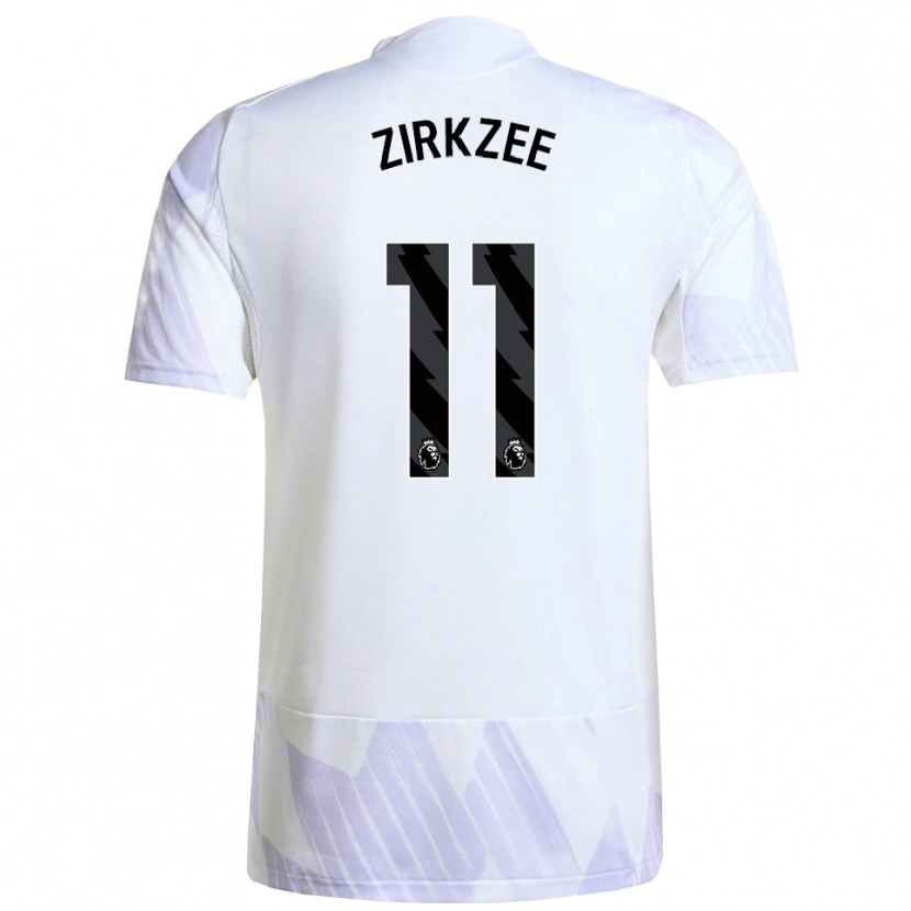 Danxen Kinder Joshua Zirkzee #11 Weiß Lila Lila Auswärtstrikot Trikot 2025/26 T-Shirt
