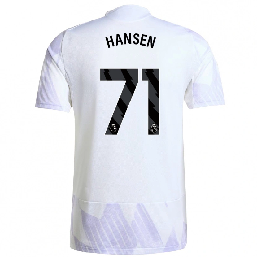 Danxen Kinder Isak Hansen-Aaroen #71 Weiß Lila Lila Auswärtstrikot Trikot 2025/26 T-Shirt