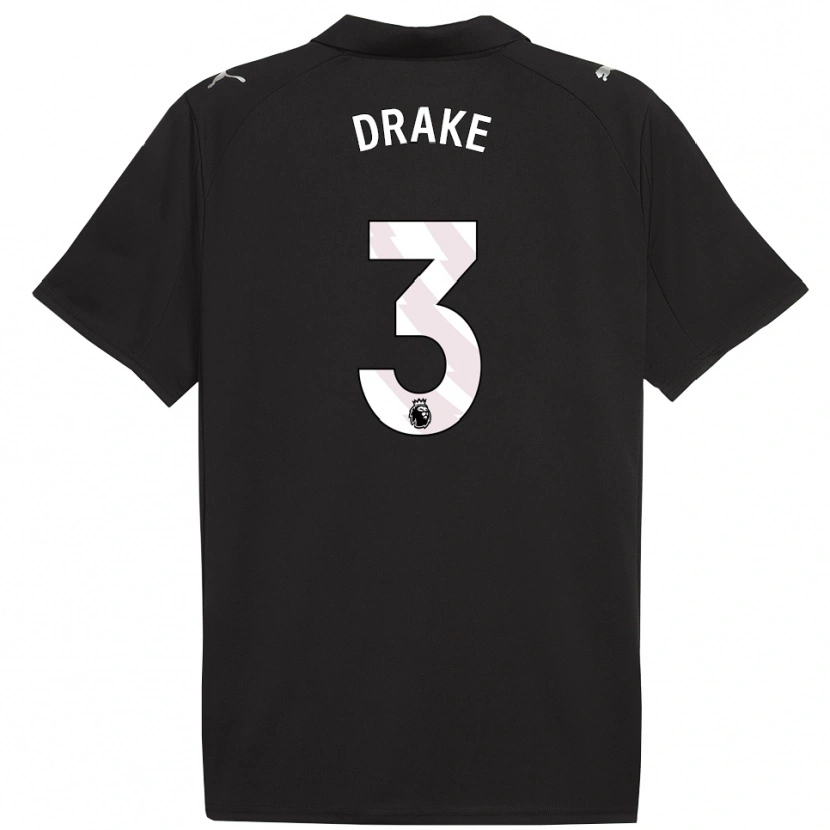 Danxen Kinder Leke Drake #3 Schwarz Weiß Auswärtstrikot Trikot 2025/26 T-Shirt