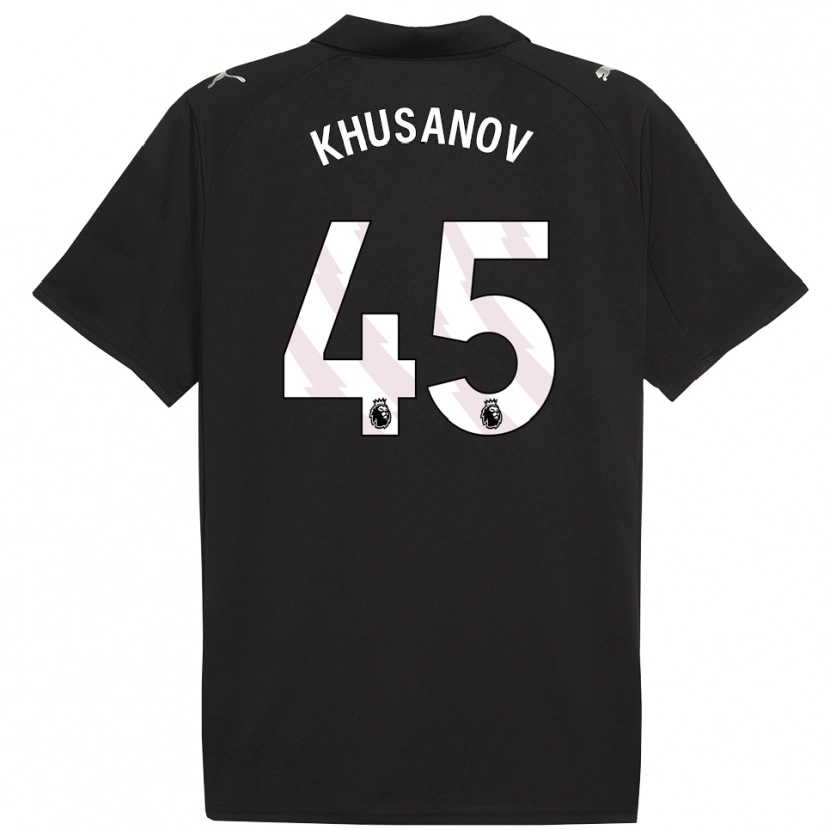 Danxen Kinder Abdukodir Khusanov #45 Schwarz Weiß Auswärtstrikot Trikot 2025/26 T-Shirt