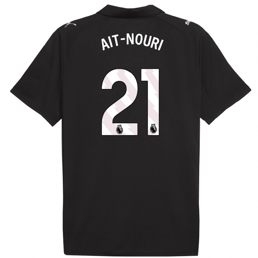 Danxen Kinder Rayan Aït-Nouri #21 Schwarz Weiß Auswärtstrikot Trikot 2025/26 T-Shirt