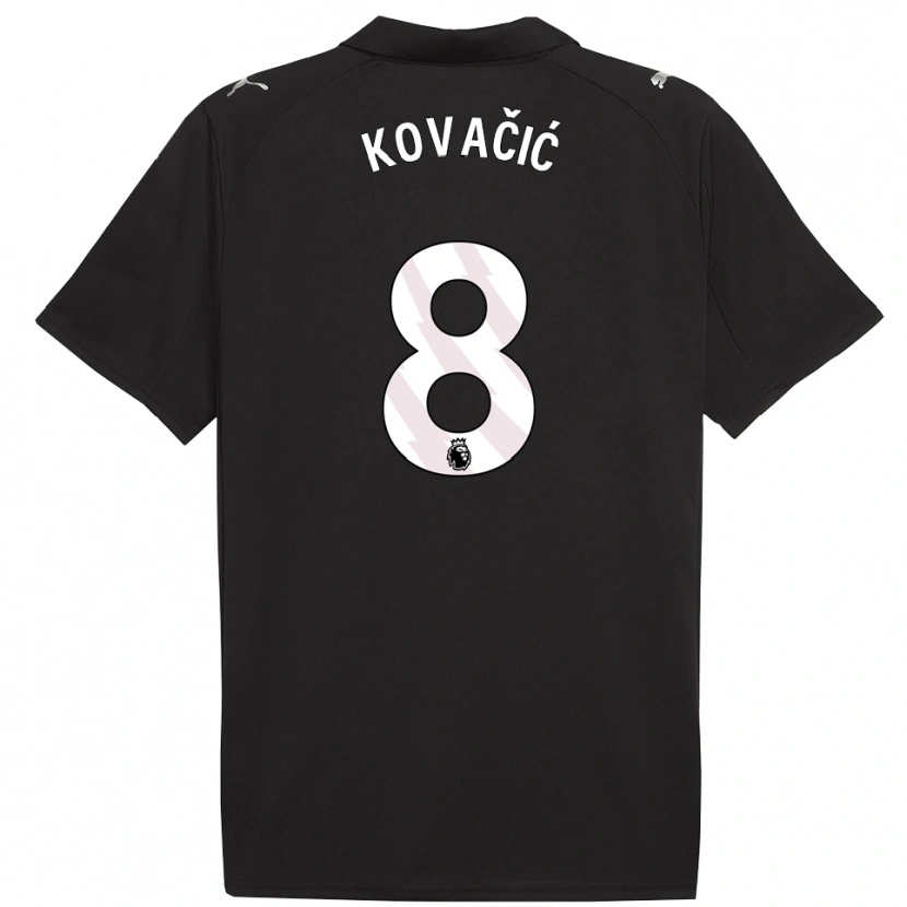 Danxen Kinder Mateo Kovacic #8 Schwarz Weiß Auswärtstrikot Trikot 2025/26 T-Shirt