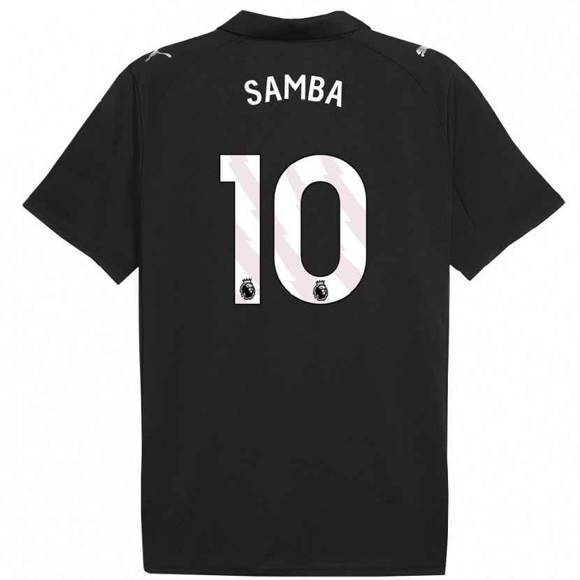 Danxen Kinder Tyrone Samba #10 Schwarz Weiß Auswärtstrikot Trikot 2025/26 T-Shirt