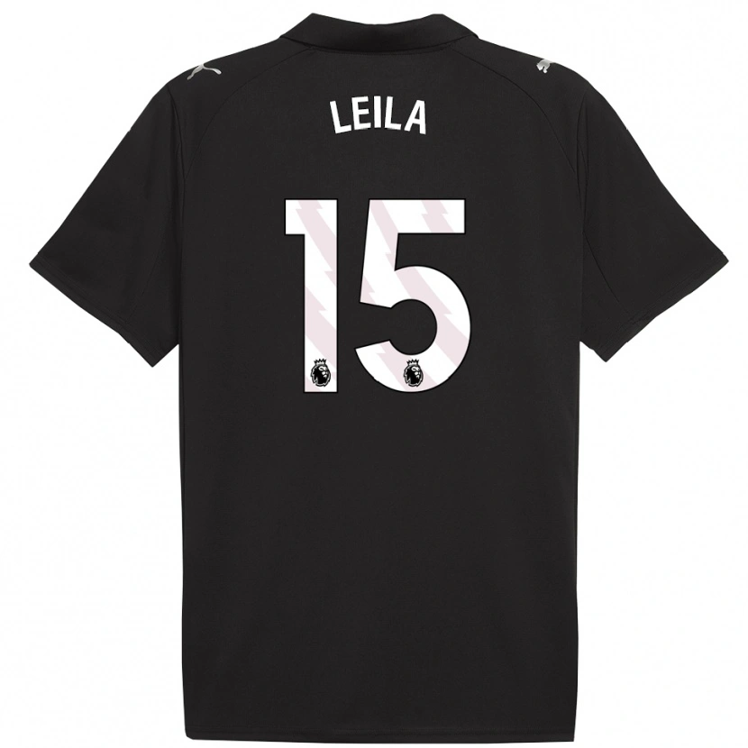 Danxen Kinder Leila Ouahabi #15 Schwarz Weiß Auswärtstrikot Trikot 2025/26 T-Shirt