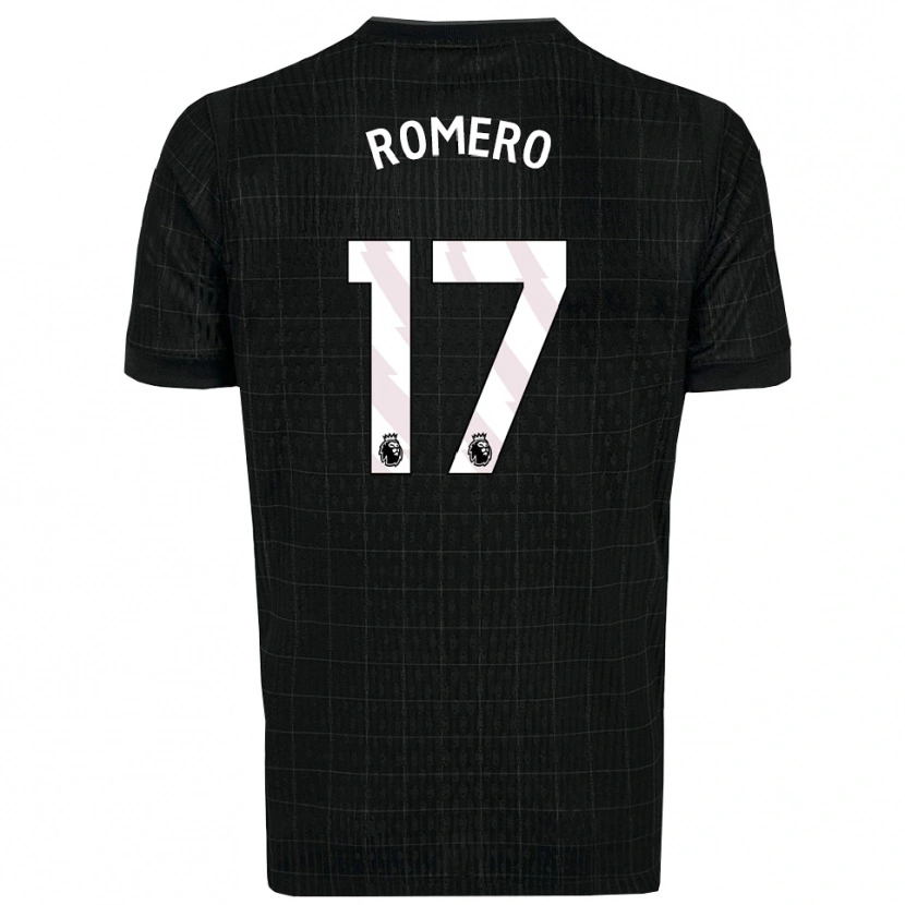 Danxen Kinder Cristian Romero #17 Schwarz Grau Auswärtstrikot Trikot 2025/26 T-Shirt