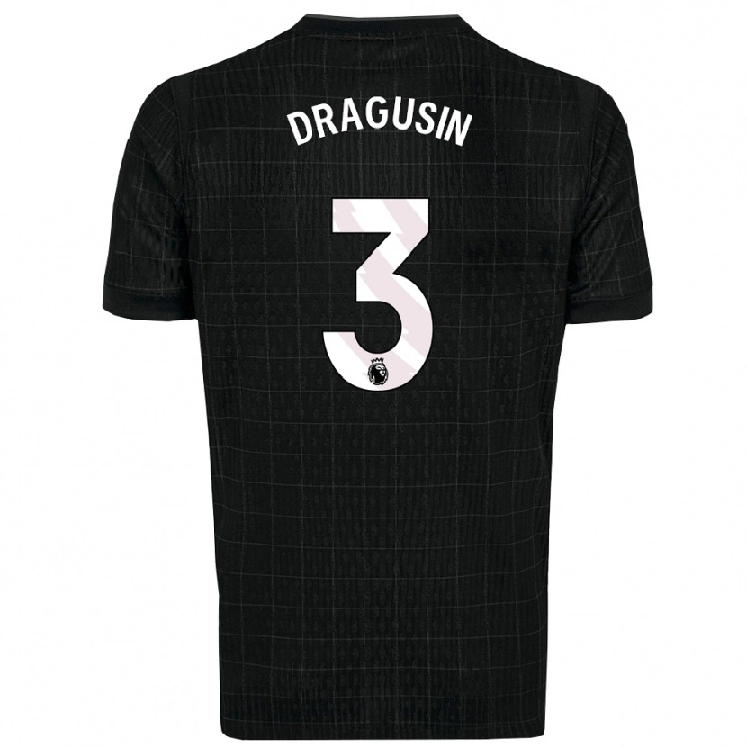 Danxen Kinder Radu Drăgușin #3 Schwarz Grau Auswärtstrikot Trikot 2025/26 T-Shirt