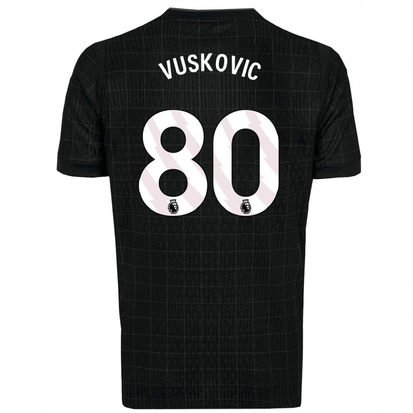 Danxen Kinder Luka Vuskovic #80 Schwarz Grau Auswärtstrikot Trikot 2025/26 T-Shirt