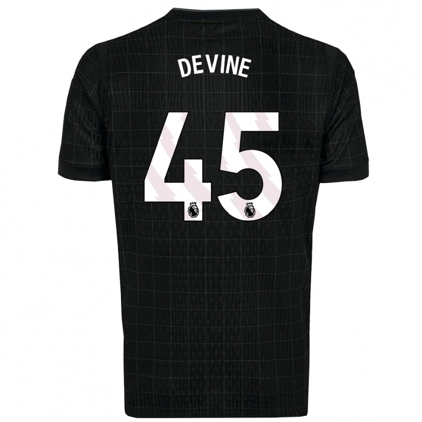 Danxen Kinder Alfie Devine #45 Schwarz Grau Auswärtstrikot Trikot 2025/26 T-Shirt