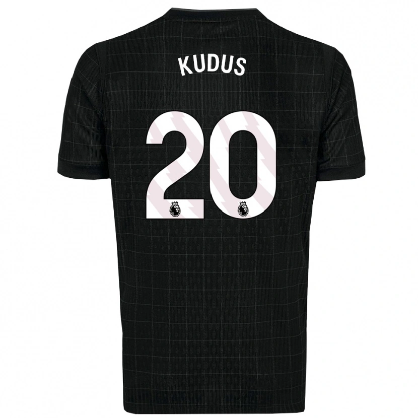 Danxen Kinder Mohammed Kudus #20 Schwarz Grau Auswärtstrikot Trikot 2025/26 T-Shirt