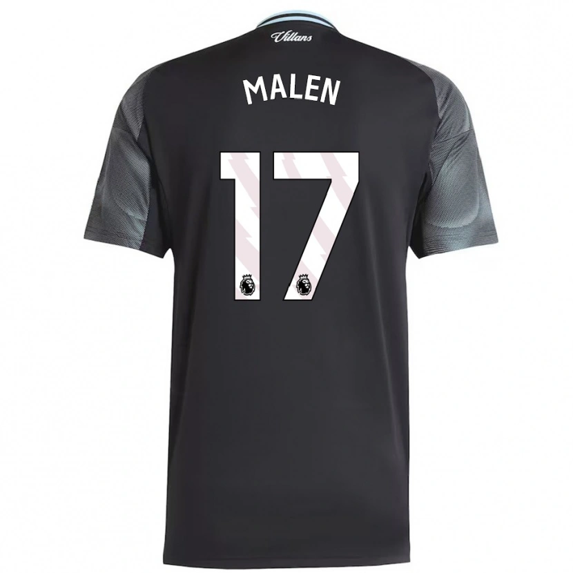 Danxen Kinder Donyell Malen #17 Schwarz Himmelblau Auswärtstrikot Trikot 2025/26 T-Shirt