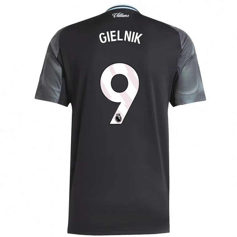 Danxen Kinder Emily Gielnik #9 Schwarz Himmelblau Auswärtstrikot Trikot 2025/26 T-Shirt