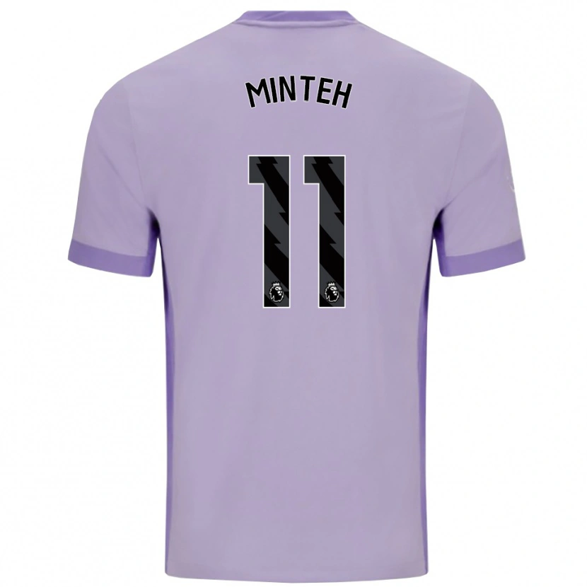Danxen Kinder Yankuba Minteh #11 Taro Lila Weiß Auswärtstrikot Trikot 2025/26 T-Shirt