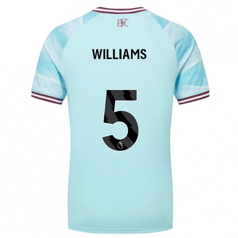 Danxen Kinder Jesse Williams #5 Himmelblau Burgunderrot Auswärtstrikot Trikot 2025/26 T-Shirt
