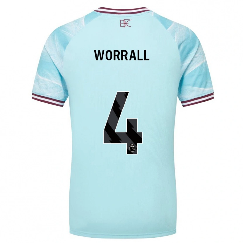 Danxen Kinder Joe Worrall #4 Himmelblau Burgunderrot Auswärtstrikot Trikot 2025/26 T-Shirt