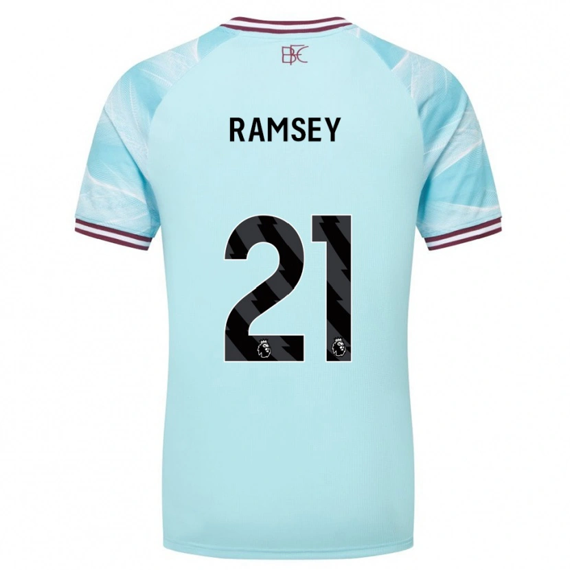 Danxen Kinder Aaron Ramsey #21 Himmelblau Burgunderrot Auswärtstrikot Trikot 2025/26 T-Shirt