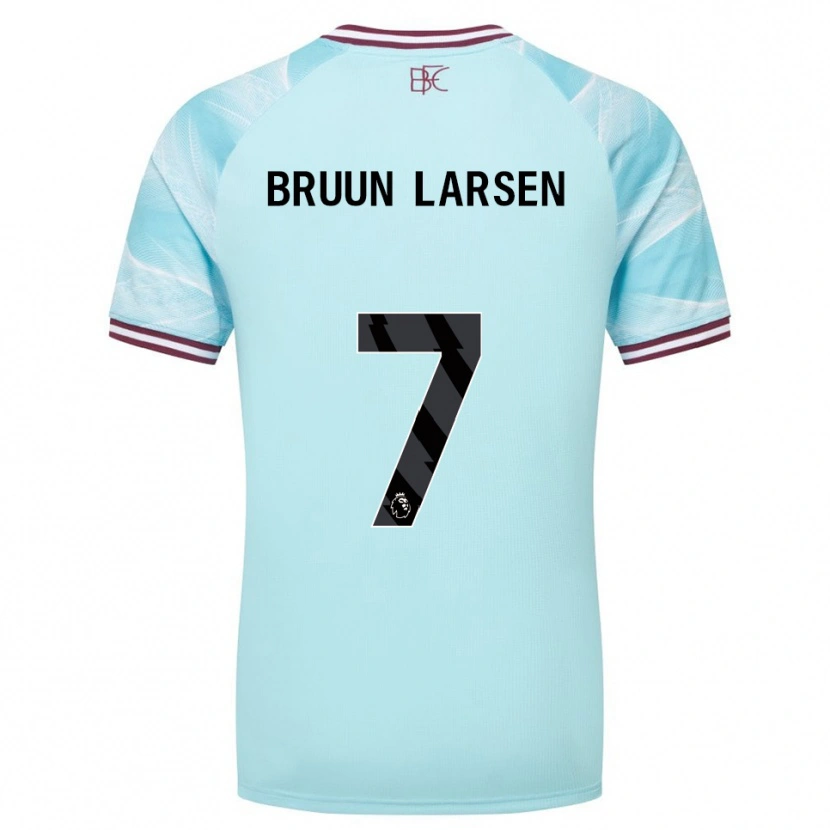 Danxen Kinder Jacob Bruun Larsen #7 Himmelblau Burgunderrot Auswärtstrikot Trikot 2025/26 T-Shirt