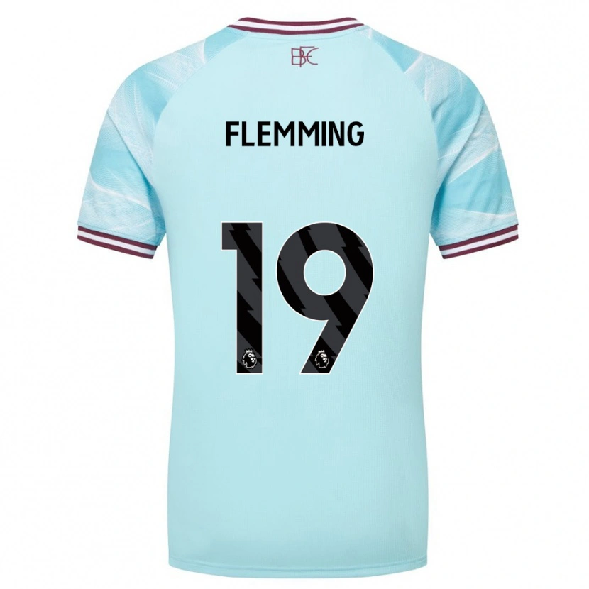 Danxen Kinder Zian Flemming #19 Himmelblau Burgunderrot Auswärtstrikot Trikot 2025/26 T-Shirt