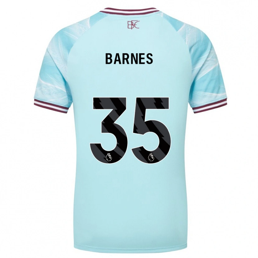 Danxen Kinder Ashley Barnes #35 Himmelblau Burgunderrot Auswärtstrikot Trikot 2025/26 T-Shirt