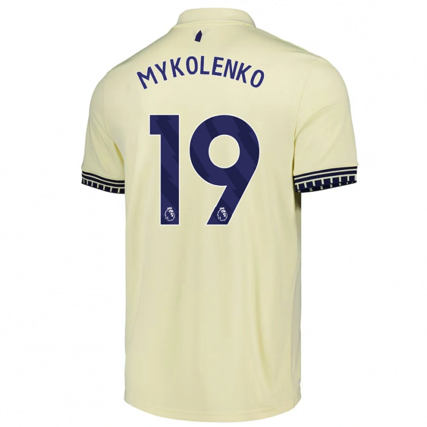 Danxen Kinder Vitaliy Mykolenko #19 Creme Weiß Schwarz Auswärtstrikot Trikot 2025/26 T-Shirt